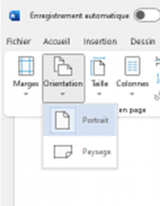 comment ajouter une page en paysage dans word