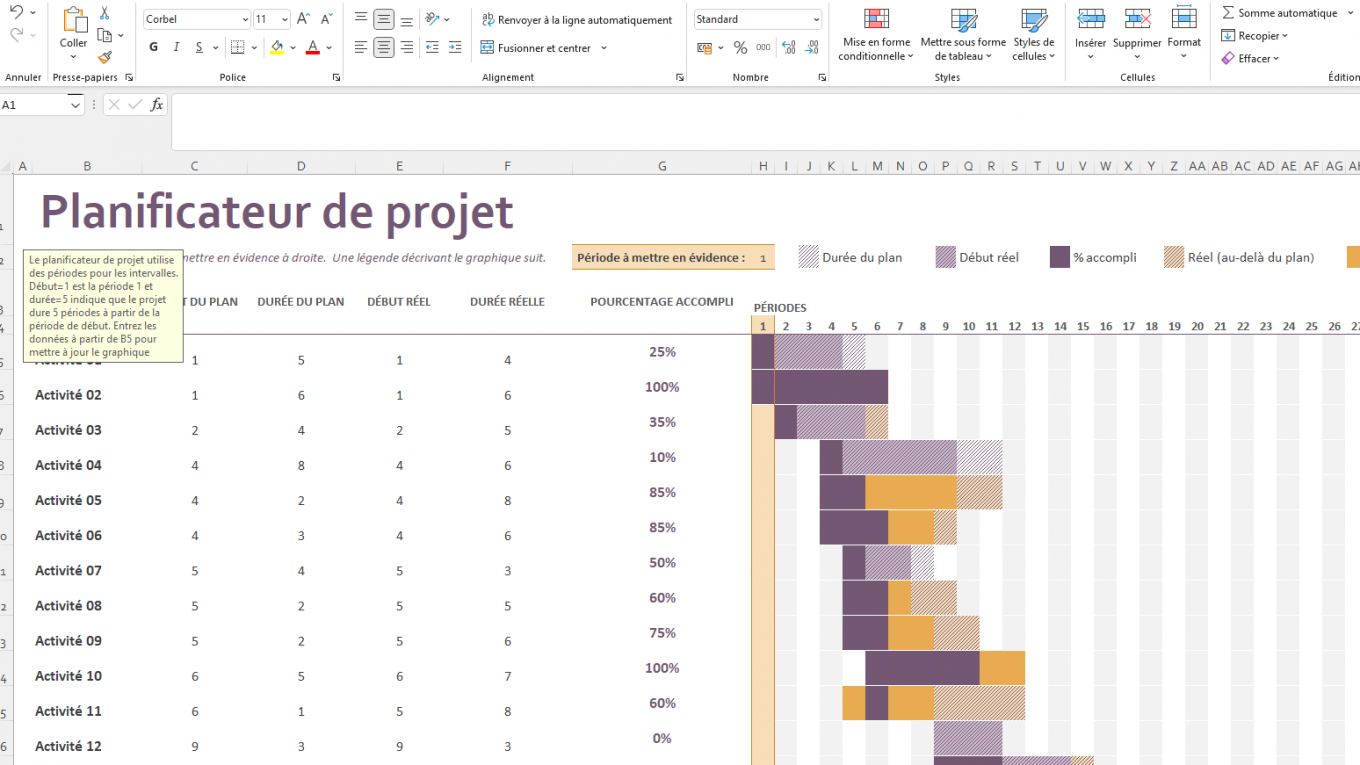 planning excel facile