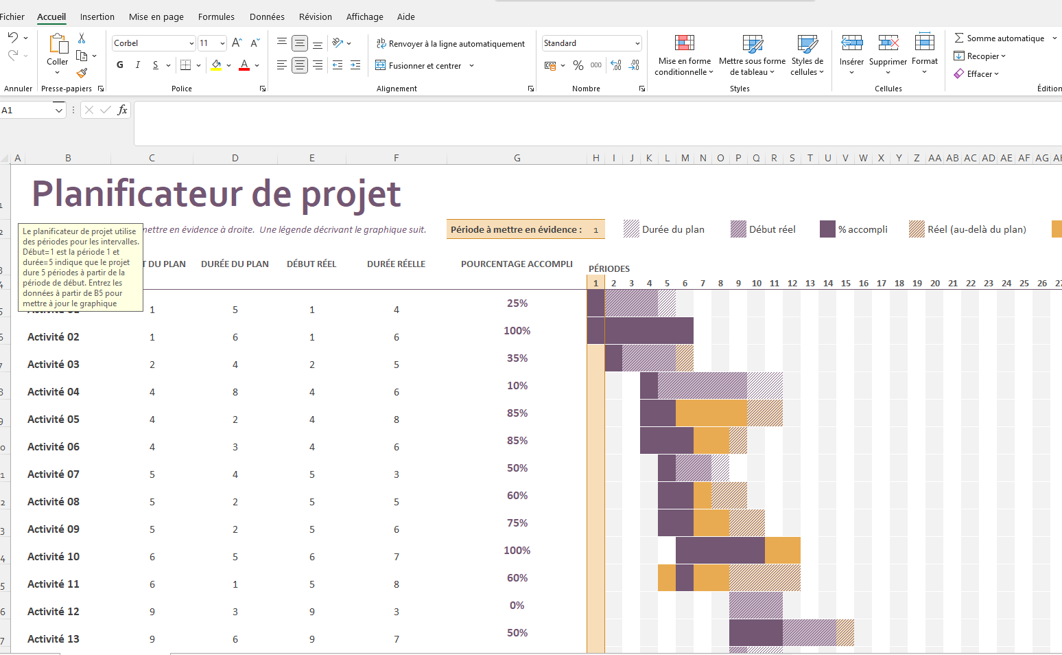 planning excel facile